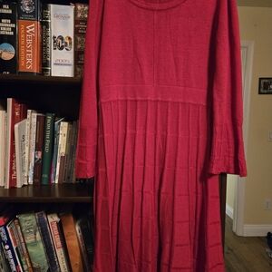 Calvin Klein Bright Red Textured Knit Dress